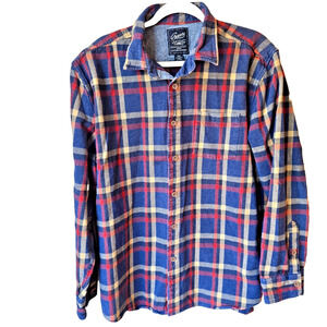 Blue Red Flannel Men’s XL Button Up Shirt 100% Cotton